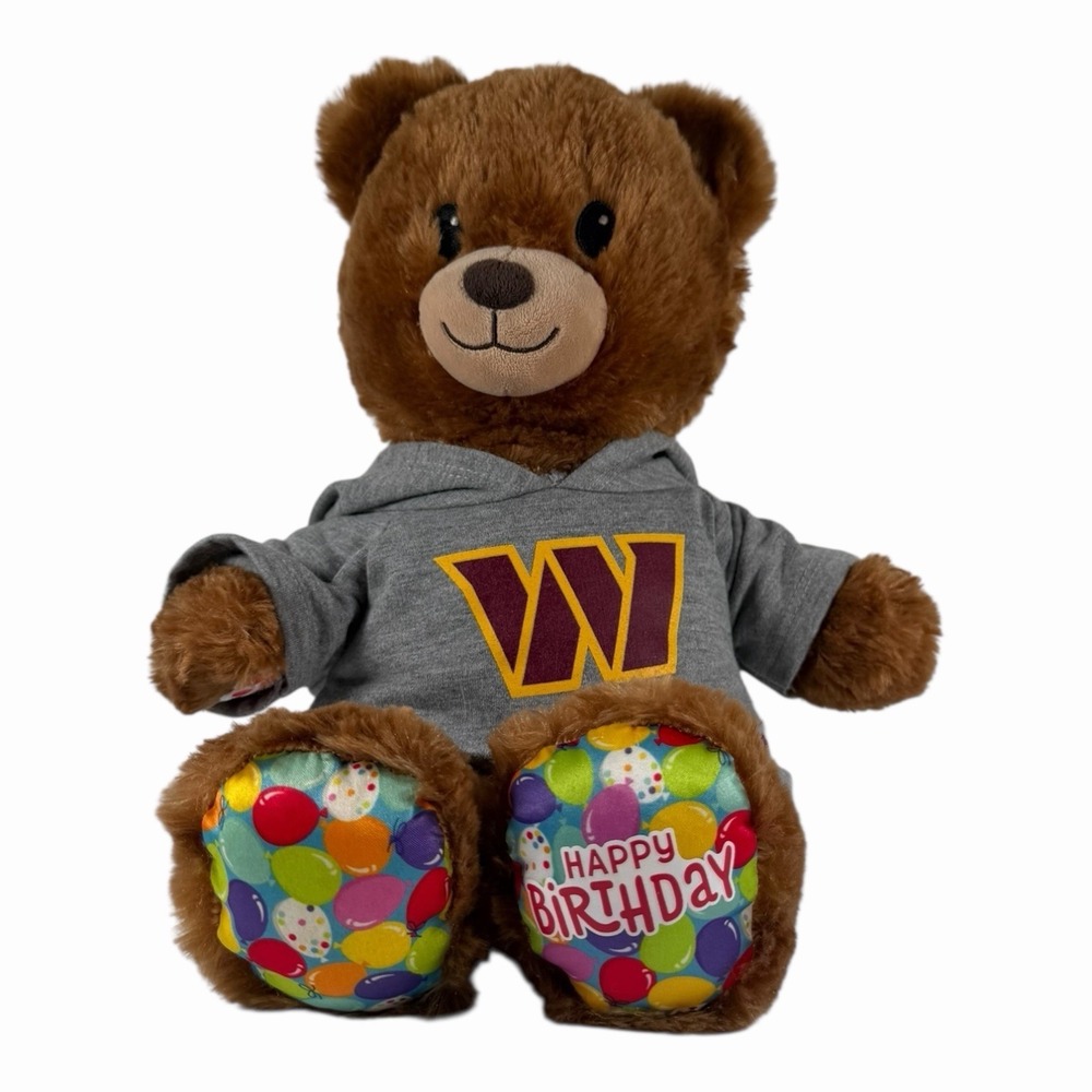 BuildABear Happy Birthday Bear Plush Brown‎ Teddy Washington Commanders T-shirt